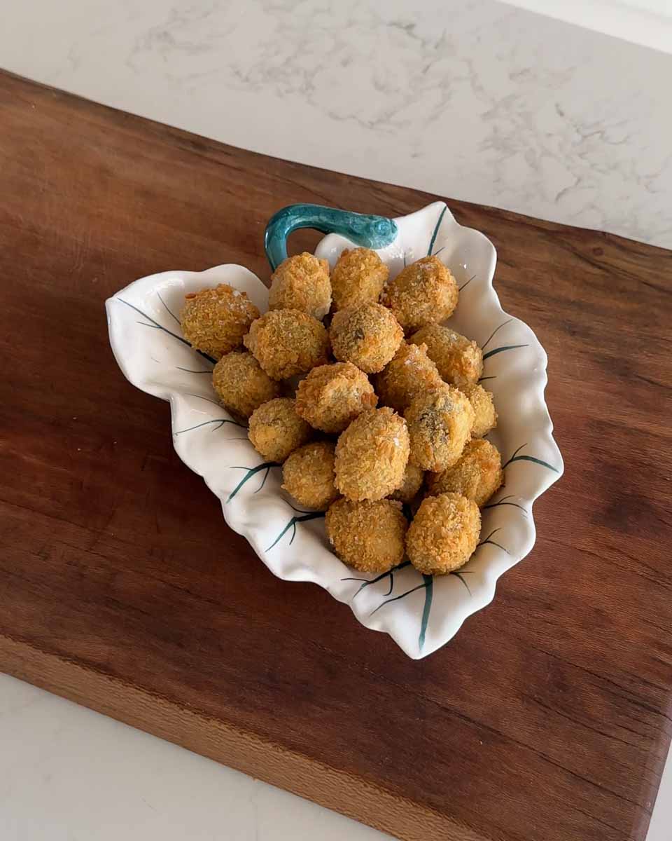 Deep Fried Stuffed Olives im a foodie