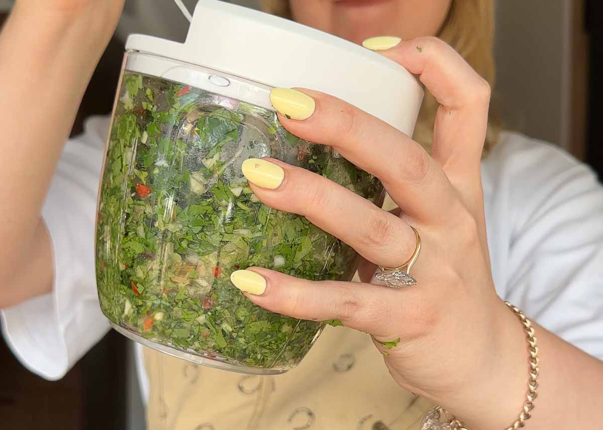 Fresh chimichurri sauce blended with parsley, coriander, garlic and olive oil