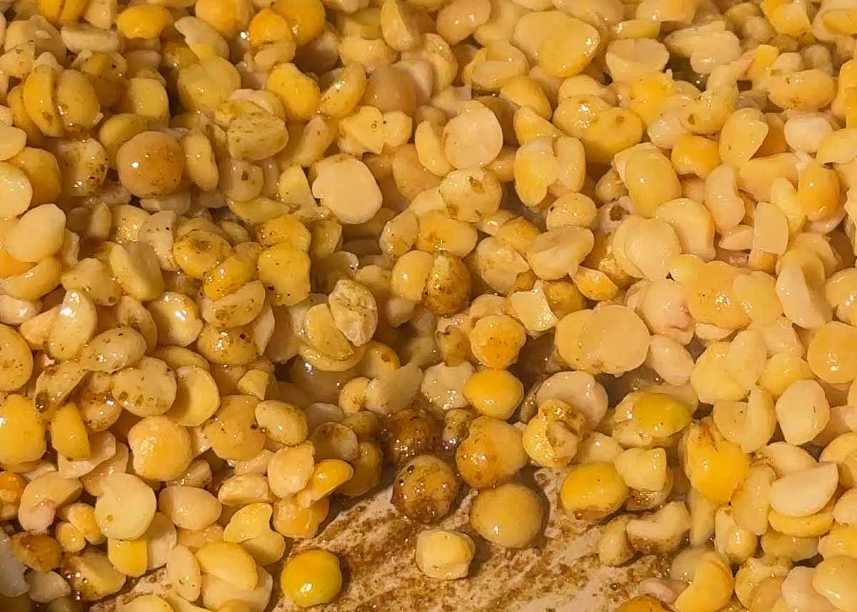 Yellow split peas ready to be cooked for soup