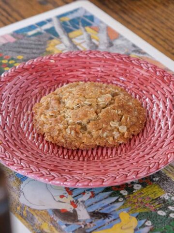chewy brown butter miso anzac style biscuits with golden edges and soft centres