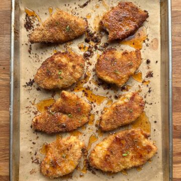 feature image of hot honey parmesan crumbed chicken