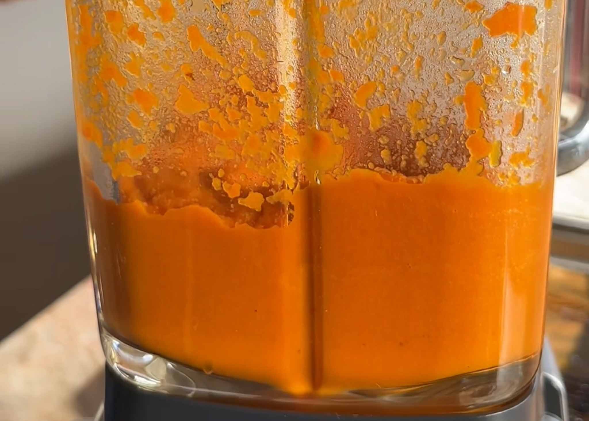 Roasted carrots blended until smooth for the carrot purée